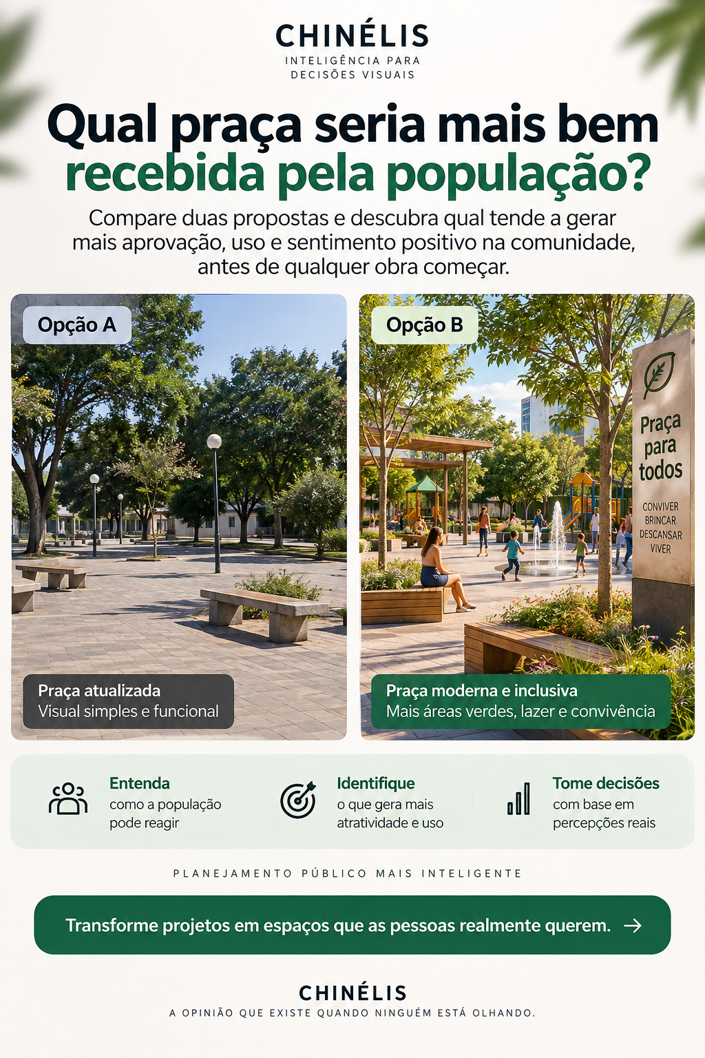 Comparação entre dois projetos de praça